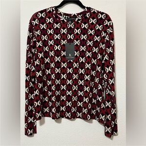 Jules & Leopold Women's Red and Black Patterned Blouse
